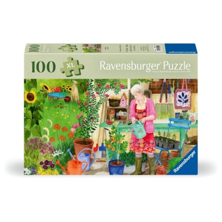 Puzzle pentru varstnici gradinarit cu sablon de imagine si suport din carton 100 piese mari XL